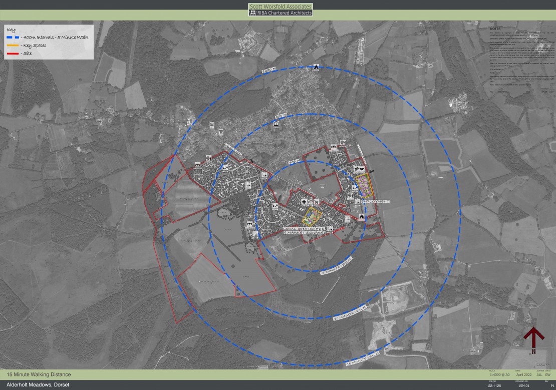 Existing and proposed facilities within walking distance