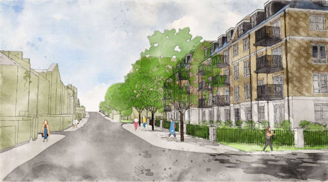 Proposed view looking south along Windmill Street toward Tivoli House