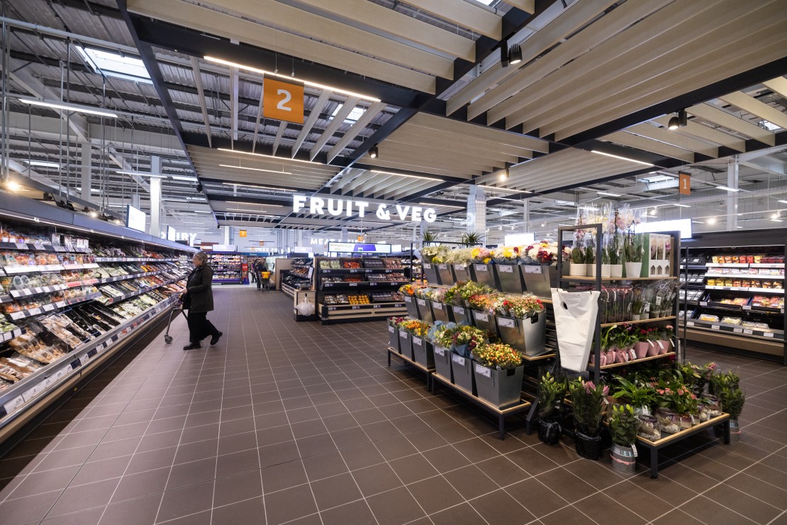 Image of store - Fresh Flowers and Fruit and Veg section.