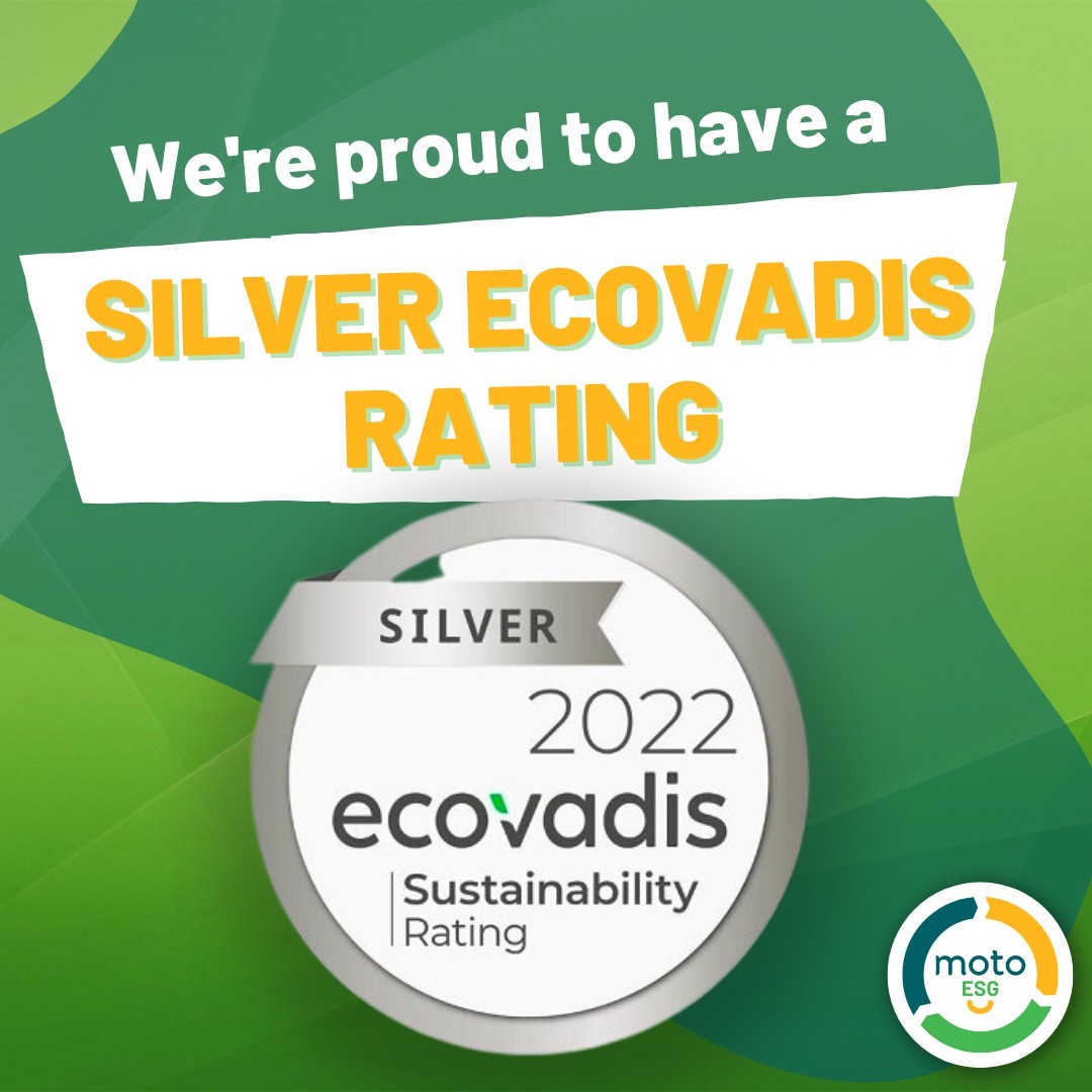 Image shows a graphic that states "We're proud to have a Silver Ecovadis Rating"