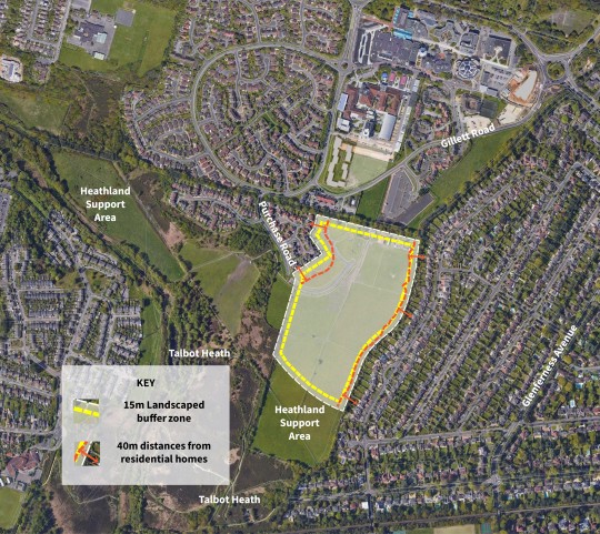 Plan showing landscaped buffer