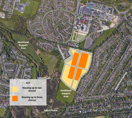 Plan showing proposed building heights