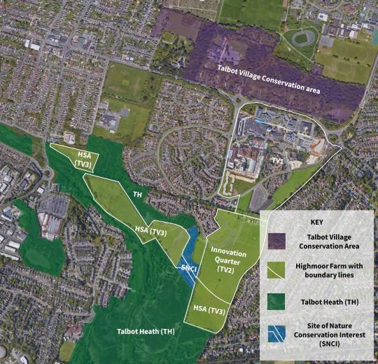 Plan showing planning and environmental land classifications