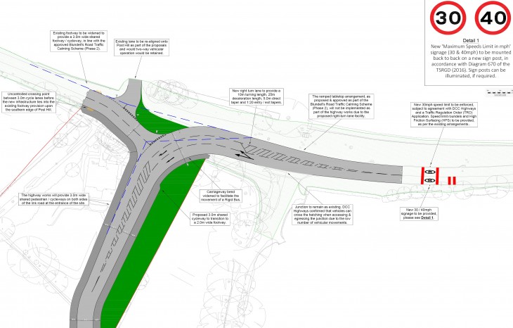 Illustrative General Arrangement (GA) Plan - Re-Alignment & Change of Priority of Post Hill (Including a Right Turn Lane)